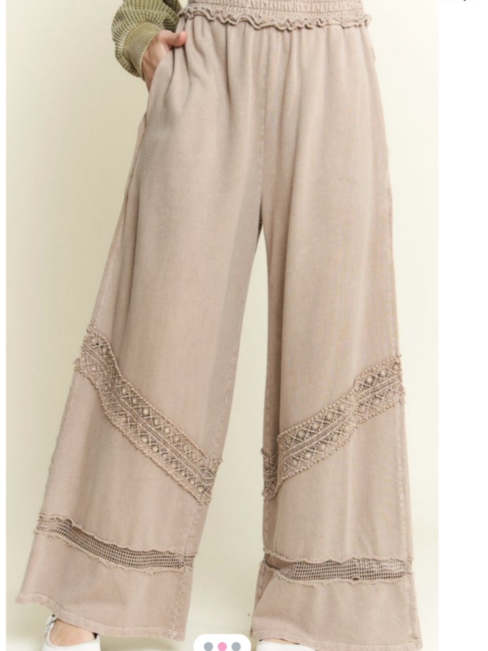 J. Her taupe wide leg crochet pants